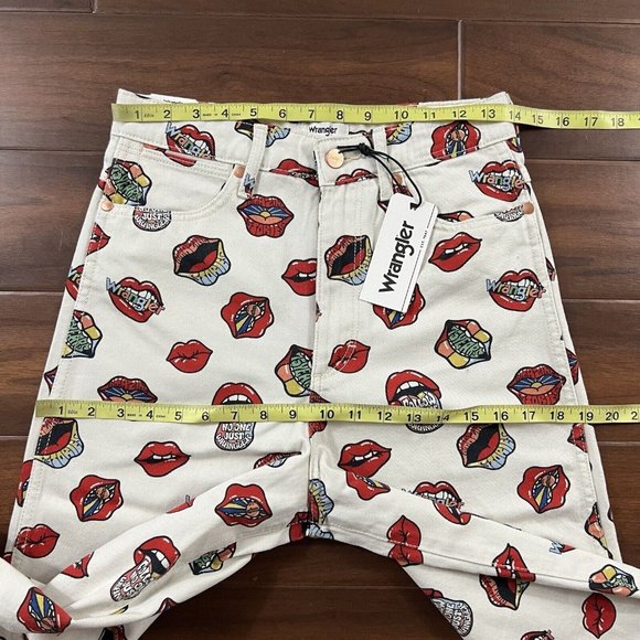 Wrangler Size 27 Read My Lips Rolling Stones Barrel 652‎ Denim Jeans RARE - Picture 3 of 10